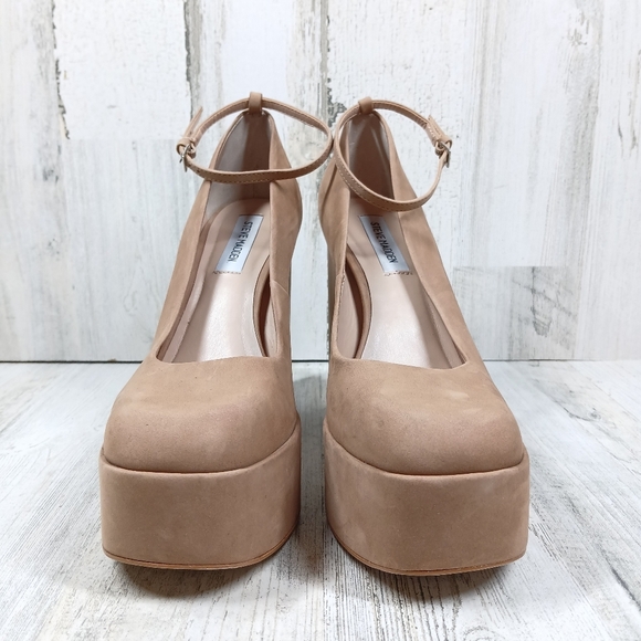 Steve Madden Artem Ankle Strap Pump In Tan Platform Heels #42 - Picture 4 of 13